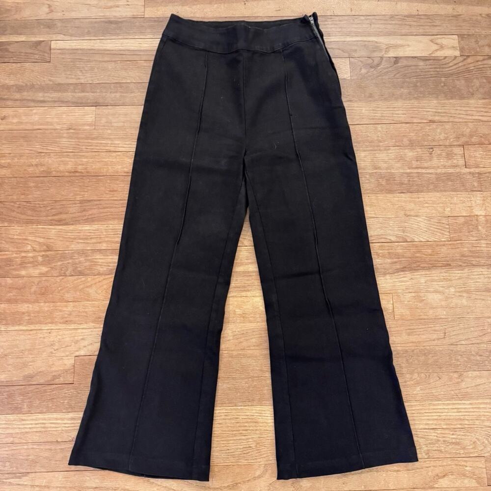 Women's black high-rise side zip pleated wide leg chino pants junior's sz 11
b2
